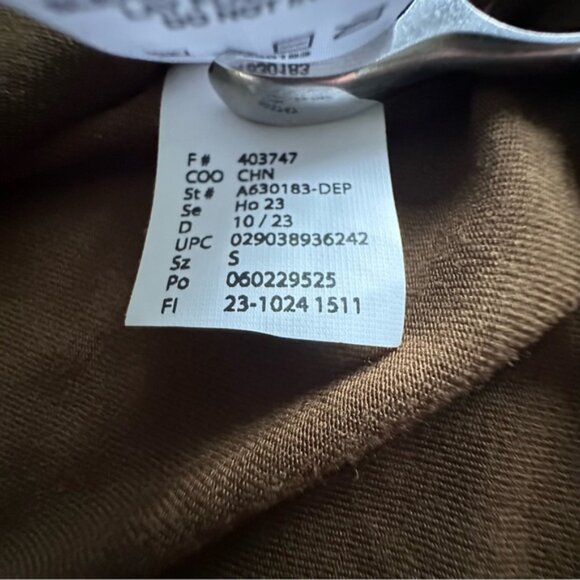 LOGO Lavish Shirt Womens Small Brown Gold Lace Velvet Tunic Scallop Hem Boho - Picture 10 of 10